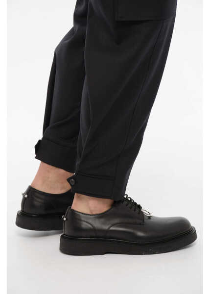 Pantaloni casual Neil Barrett Loose Fit Fireman Cargo Pants With Ankle Button Blue Barbati (BM 14909134) 4