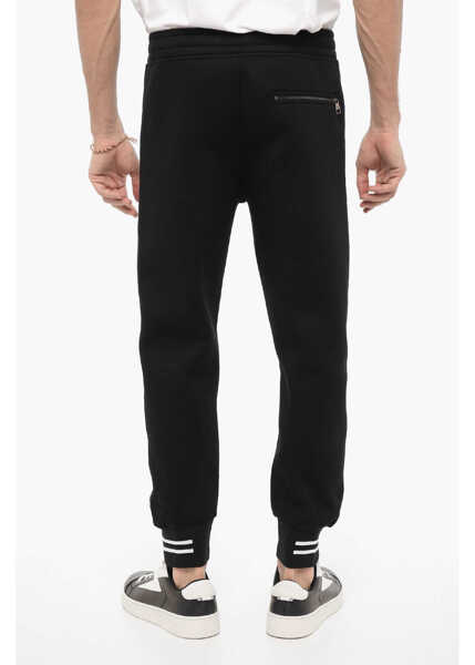 Pantaloni de trening Neil Barrett Neoprene Skinny Fit Biker Joggers With Contrasting Side Band Black Barbati (BM 14909308) 2