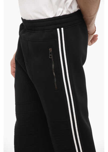 Pantaloni de trening Neil Barrett Neoprene Skinny Fit Biker Joggers With Contrasting Side Band Black Barbati (BM 14909308) 3