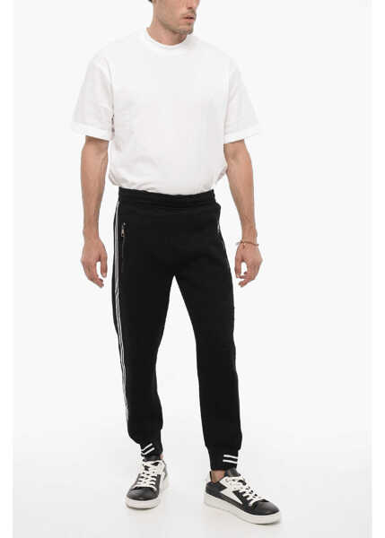 Pantaloni de trening Neil Barrett Neoprene Skinny Fit Biker Joggers With Contrasting Side Band Black Barbati (BM 14909308) 4