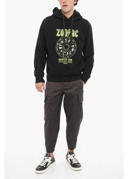 Bluze de trening Neil Barrett Fleeced Cotton Easy Fit Zod Ac Hoodie Black Barbati (BM 14909320) 4