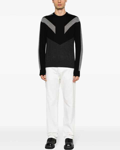 Pulovere Neil Barrett Two-Tone Wool Modernist Sweater Black Barbati (BM 14909323) 2