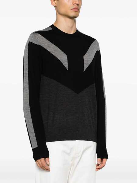 Pulovere Neil Barrett Two-Tone Wool Modernist Sweater Black Barbati (BM 14909323) 3