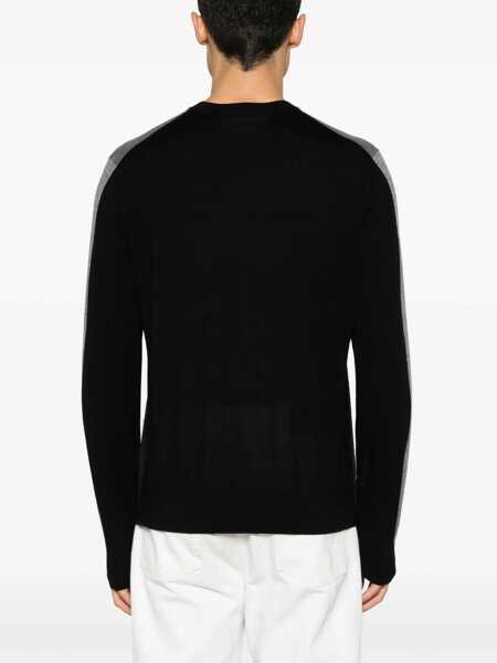 Pulovere Neil Barrett Two-Tone Wool Modernist Sweater Black Barbati (BM 14909323) 4