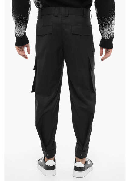 Pantaloni casual Neil Barrett Loose Fit Fireman Cargo Pants With Ankle Button Black Barbati (BM 14909326) 2