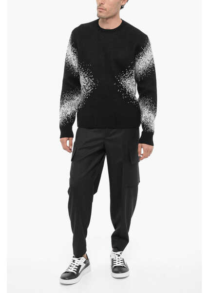 Pantaloni casual Neil Barrett Loose Fit Fireman Cargo Pants With Ankle Button Black Barbati (BM 14909326) 4