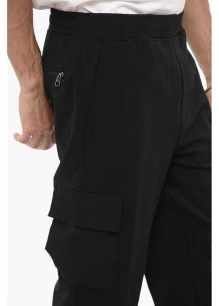 Pantaloni casual Neil Barrett Skinny Fit Cargo Pants With Drawstring Waist Black Barbati (BM 14909335) 3