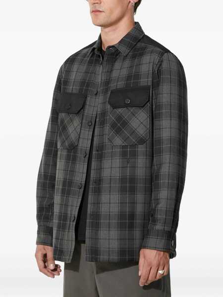 Jachete Neil Barrett Checked Padded Overshirt With Double Breast Pocket Black Barbati (BM 14909476) 3