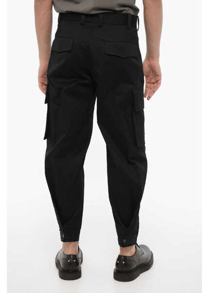 Pantaloni casual Neil Barrett Loose Fit Fireman Cargo Pants With Ankle Button Black Barbati (BM 14909479) 2