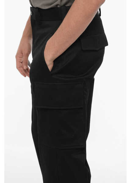 Pantaloni casual Neil Barrett Loose Fit Fireman Cargo Pants With Ankle Button Black Barbati (BM 14909479) 3