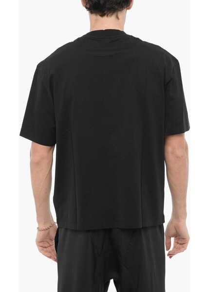 Tricouri Neil Barrett Slim Fit Crew-Neck T-Shirt With Contrasting Detail Black Barbati (BM 14909488) 2