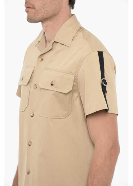 Camasi casual Neil Barrett Short Sleeved Saharan Shirt With Double Breast Pocket Beige Barbati (BM 14909515) 3