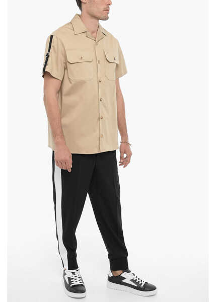Camasi casual Neil Barrett Short Sleeved Saharan Shirt With Double Breast Pocket Beige Barbati (BM 14909515) 4