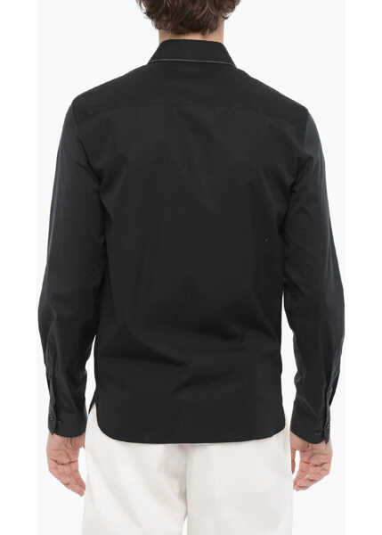 Camasi casual Neil Barrett Slim Fit Cut Out Bolt Shirt With Hidden Buttoning Black Barbati (BM 14909518) 2