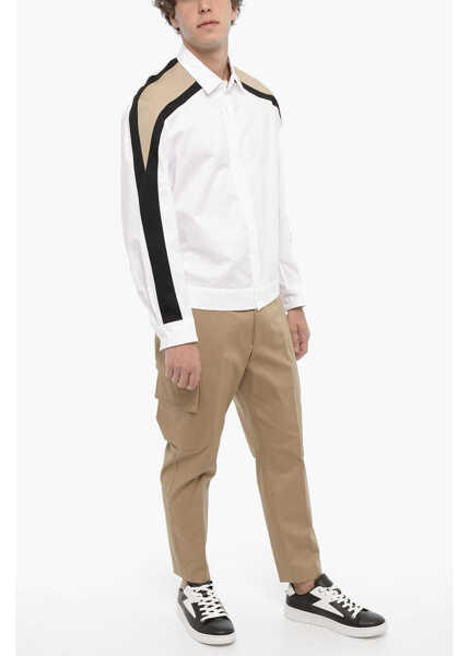 Camasi casual Neil Barrett Piquet Cotton Bomber Modernist Shirt White Barbati (BM 14909524) 4