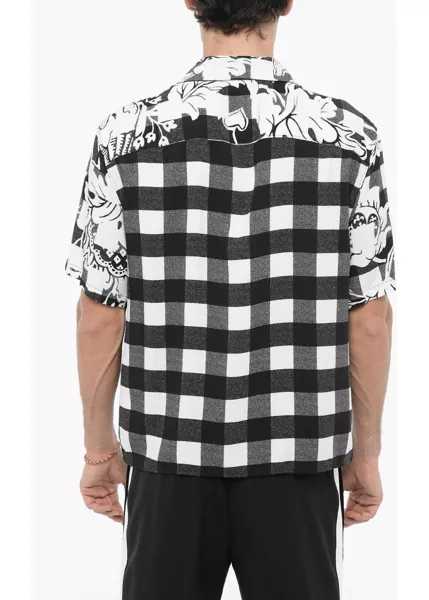 Camasi casual Neil Barrett Double Patterned Boxy Fit Shirt Black & White Barbati (BM 14909530) 2