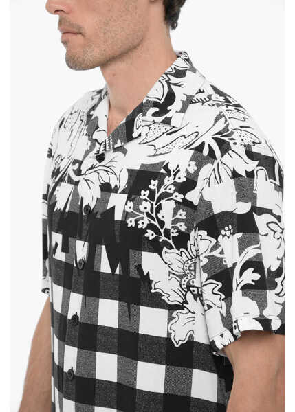 Camasi casual Neil Barrett Double Patterned Boxy Fit Shirt Black & White Barbati (BM 14909530) 3