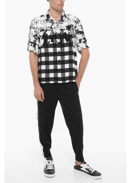 Camasi casual Neil Barrett Double Patterned Boxy Fit Shirt Black & White Barbati (BM 14909530) 4