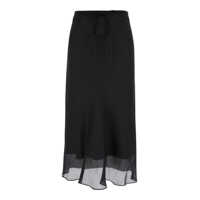 Fuste Black Double-Layer Long Skirt In Viscose Blend Woman Femei