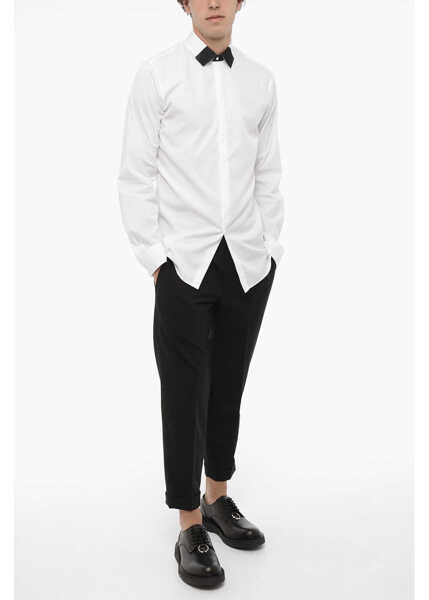 Camasi elegante Neil Barrett Loose Fit Poplin Cotton Shirt Black & White Barbati (BM 14911285) 4