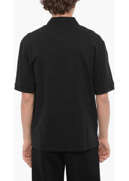 Tricouri Polo Neil Barrett Piquet Cotton Loose Fit Polo Shirt Blue Barbati (BM 14912353) 2