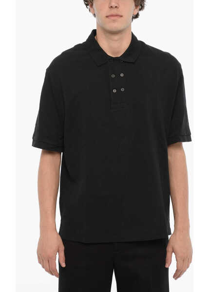 Tricouri Polo Neil Barrett Piquet Cotton Loose Fit Polo Shirt Blue Barbati (BM 14912353) 1