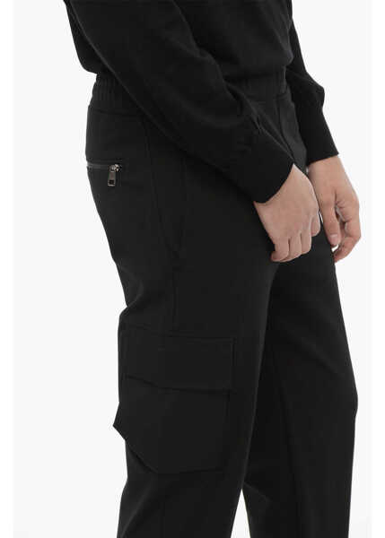 Pantaloni casual Neil Barrett Skinny Fit Cargo Pants With Drawstring Waist Black Barbati (BM 14912362) 4
