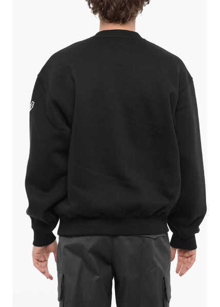Bluze de trening Neil Barrett Fleeced Cotton Blend Easy Fit Crew-Neck Sweatshirt Black Barbati (BM 14912392) 2
