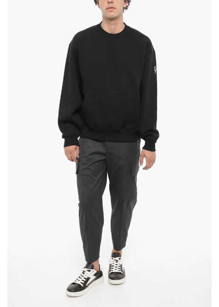 Bluze de trening Neil Barrett Fleeced Cotton Blend Easy Fit Crew-Neck Sweatshirt Black Barbati (BM 14912392) 4