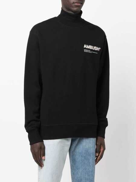 Bluze de trening AMBUSH Brushed Cotton Crew-Neck Sweatshirt With Printed Logo Black Barbati (BM 14918161) 3