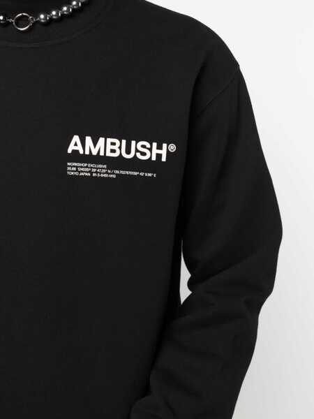 Bluze de trening AMBUSH Brushed Cotton Crew-Neck Sweatshirt With Printed Logo Black Barbati (BM 14918161) 5