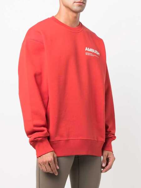 Bluze de trening AMBUSH Fleeced Cotton Workshop Crew-Neck Sweatshirt Red Barbati (BM 14918209) 3