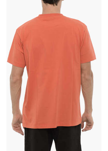 Tricouri Marcelo Burlon Solid Color Crew-Neck T-Shirt With Cross Embroidery Orange Barbati (BM 14918239) 2