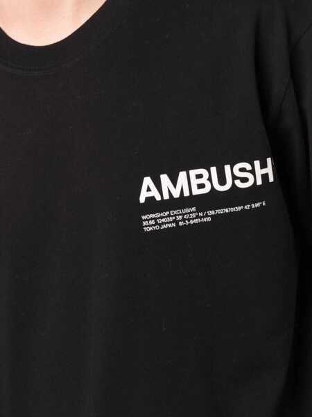 Tricouri AMBUSH Cotton Jersey Crew-Neck T-Shirt With Contrast Print Black Barbati (BM 14918386) 5