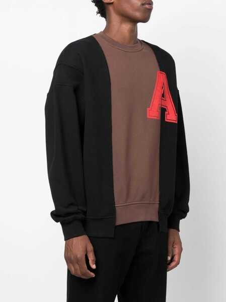 Bluze de trening AMBUSH Fleeced Cotton Varsity Crew-Neck Sweatshirt Brown Barbati (BM 14918566) 2