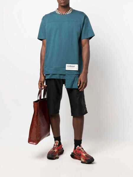 Tricouri AMBUSH Solid Color Crew-Neck T-Shirt With Pocket Blue Barbati (BM 14918578) 2