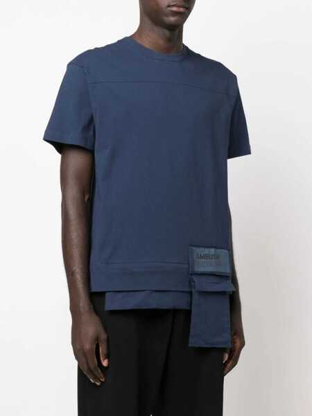 Tricouri AMBUSH Solid Color Crew-Neck T-Shirt With Waist Pocket Blue Barbati (BM 14918581) 3