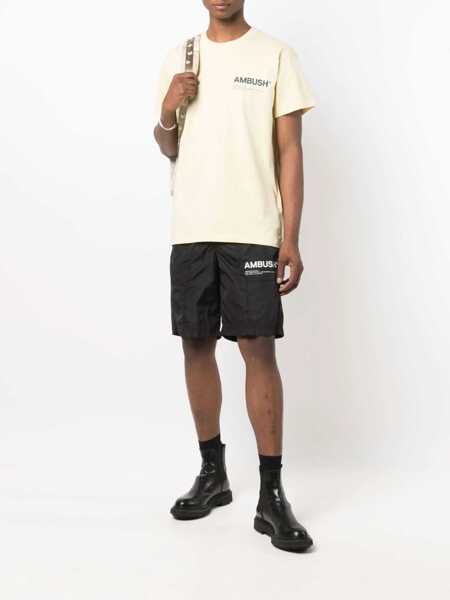 Tricouri AMBUSH Solid Color Crew-Neck T-Shirt With Printed Logo Yellow Barbati (BM 14918584) 2