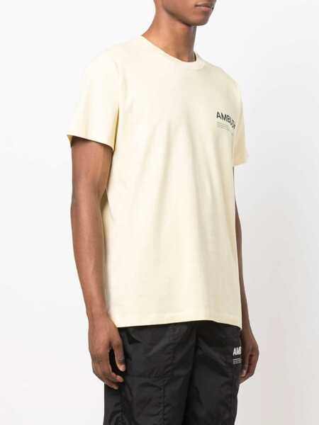 Tricouri AMBUSH Solid Color Crew-Neck T-Shirt With Printed Logo Yellow Barbati (BM 14918584) 3