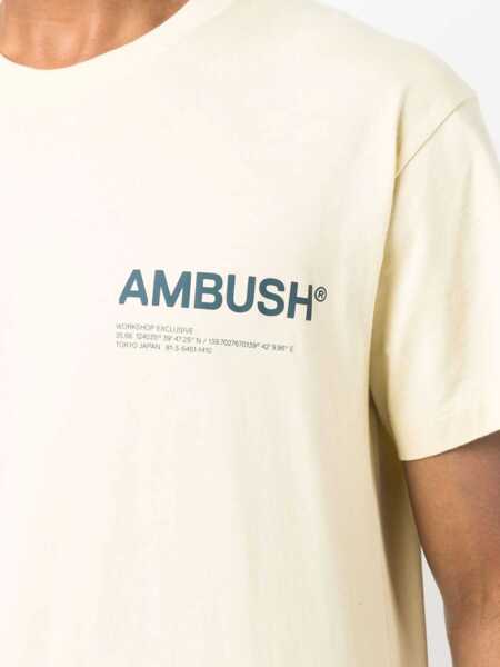 Tricouri AMBUSH Solid Color Crew-Neck T-Shirt With Printed Logo Yellow Barbati (BM 14918584) 5