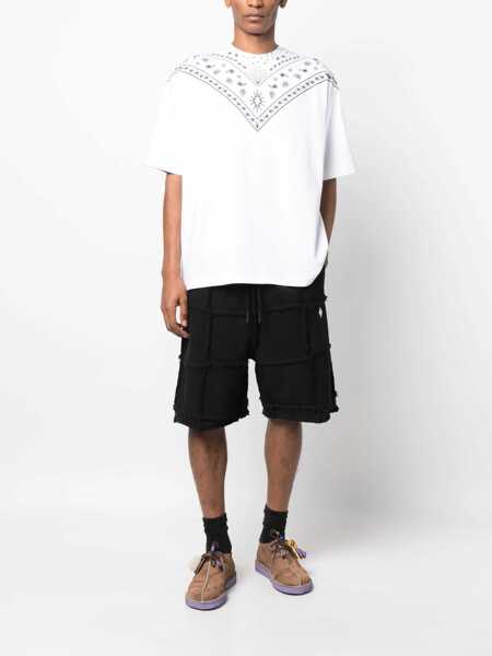 Tricouri Marcelo Burlon Bandana Motif Crew-Neck T-Shirt Black & White Barbati (BM 14918596) 2