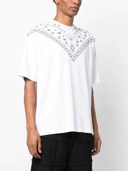 Tricouri Marcelo Burlon Bandana Motif Crew-Neck T-Shirt Black & White Barbati (BM 14918596) 3