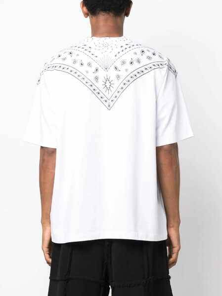 Tricouri Marcelo Burlon Bandana Motif Crew-Neck T-Shirt Black & White Barbati (BM 14918596) 4