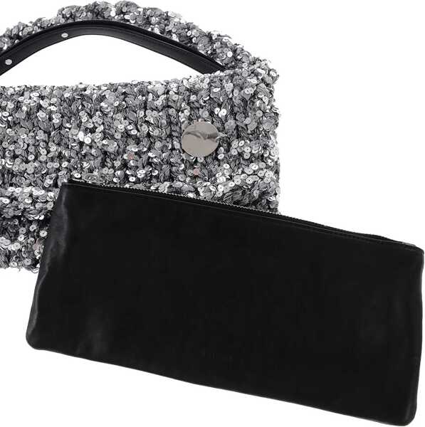 Genti mini Jil Sander Knitted Shoulder Bag With Sequins Silver Femei (BM 14921248) 5