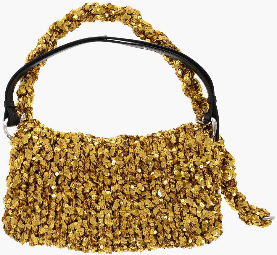 Genti plic Jil Sander Knitted Shoulder Bag With Sequins Gold Femei (BM 14921251) 3