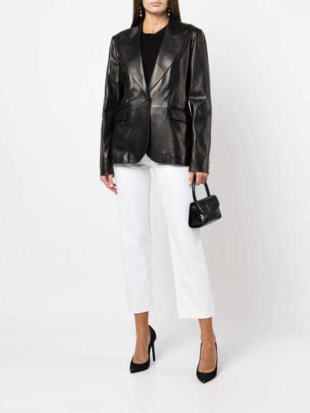 Sacouri AMIRI Peak Lapel Leather 1-Button Blazer Black Femei (BM 14921254) 2