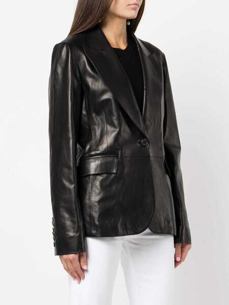 Sacouri AMIRI Peak Lapel Leather 1-Button Blazer Black Femei (BM 14921254) 3