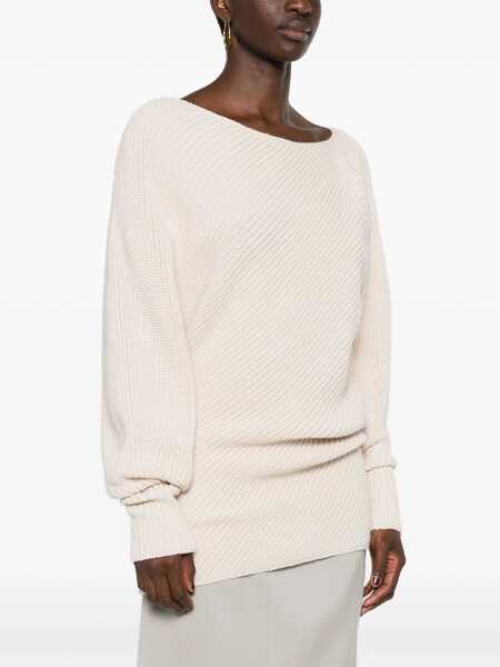 Pulovere Philosophy Philosophy Di Lorenzo Serafini One-Shoulder Sweater Beige Femei (BM 14922997) 3