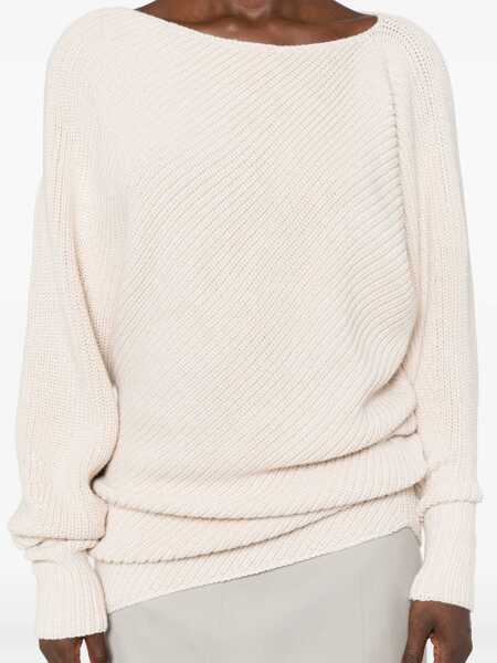 Pulovere Philosophy Philosophy Di Lorenzo Serafini One-Shoulder Sweater Beige Femei (BM 14922997) 5