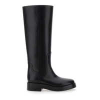 Bocanci 'Charlie' Black Knee High Boots In Leather Woman Femei